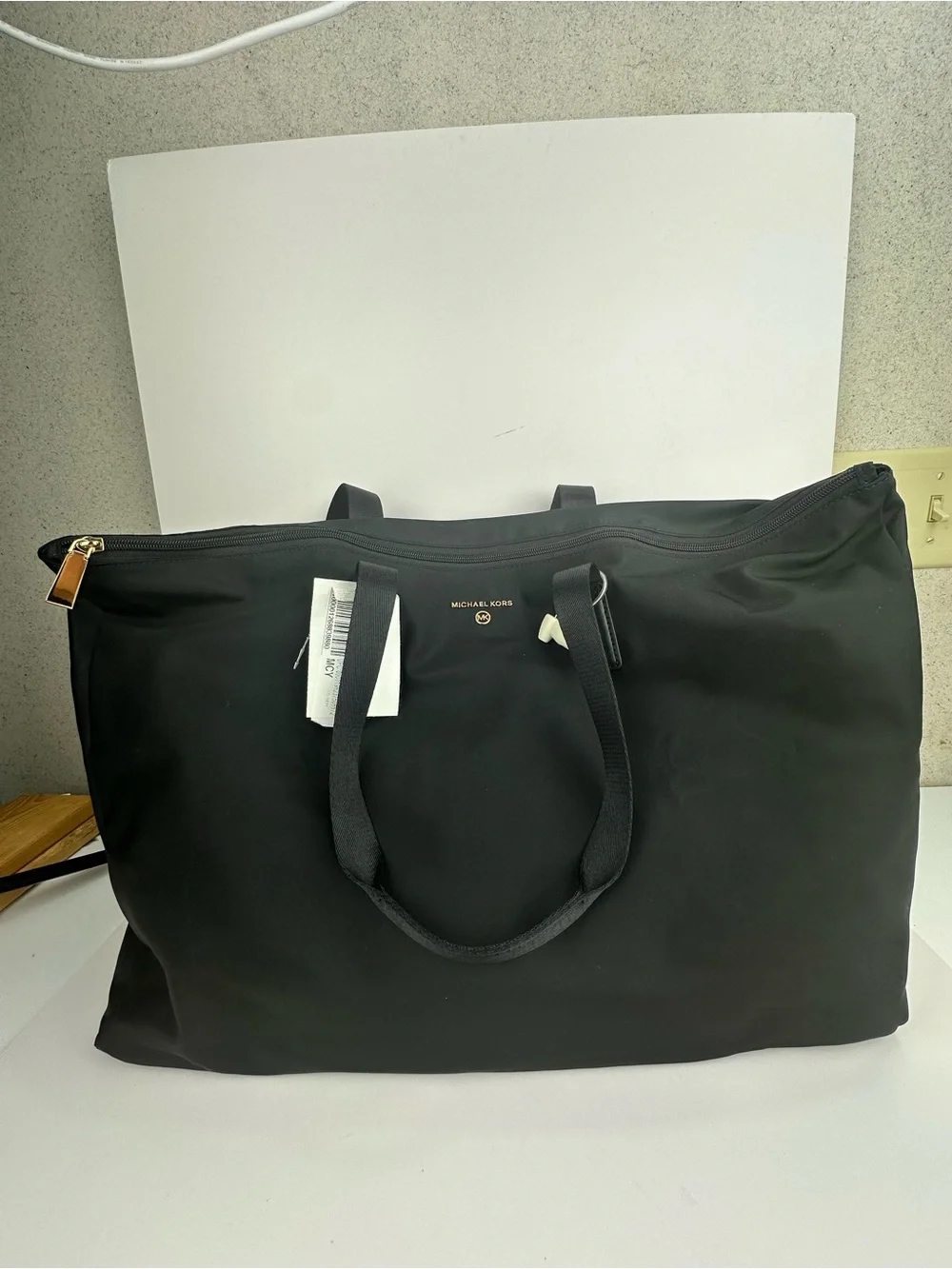 Michael Kors Black Nylon Large Tote with Gold-Tone Hardware